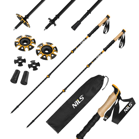 Kije trekkingowe aluminiowe NILS TK8605 pomarańczowe