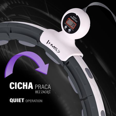 Hula hop z magnesem, obciążnikiem i licznikiem HMS HHM15 czarno - biały
