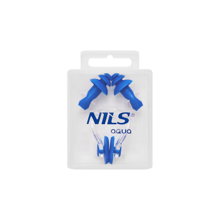 Zestaw pływacki: silikonowe zatyczki do uszu i na nos NILS AQUA NQAW30 niebieski