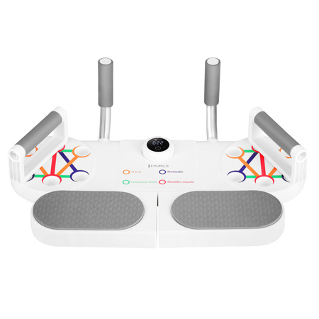 Deska do ćwiczeń mięśni brzucha i pompek z licznikiem HMS DBP03 biało - szara