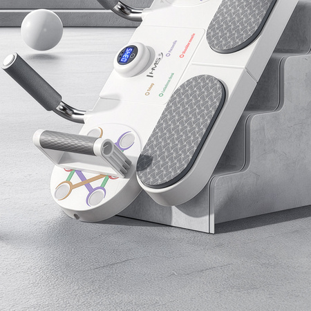 Deska do ćwiczeń mięśni brzucha i pompek z licznikiem HMS DBP03 biało - szara