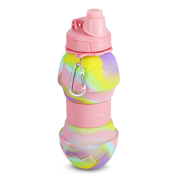 Bidon silikonowy składany NILS NC4102 700 ml różowy