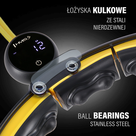 Hula hop z magnesami, wypustkami tpe, obciążnikiem i licznikiem HMS HHM21 czarny - żółty