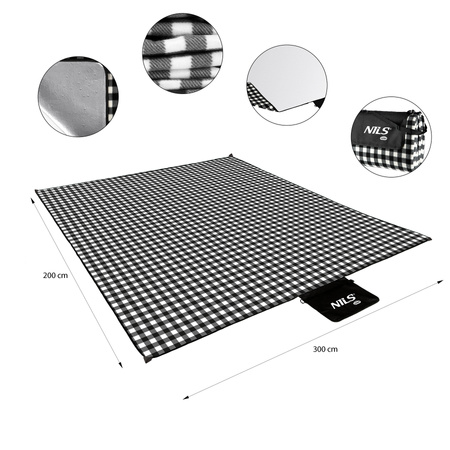 Koc piknikowy NILS CAMP NC2311 200 x 200 cm biało-czarny