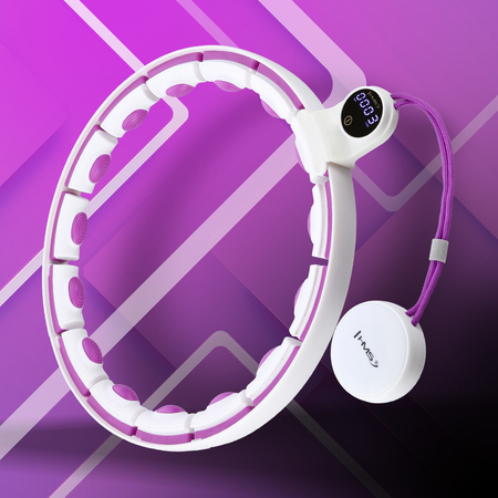 Hula hop magnetyczny z licznikiem i pasem HMS HHM17 biały / fioletowy