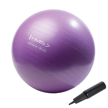 Piłka gimnastyczna anti - burst HMS YB02 65 cm fioletowa