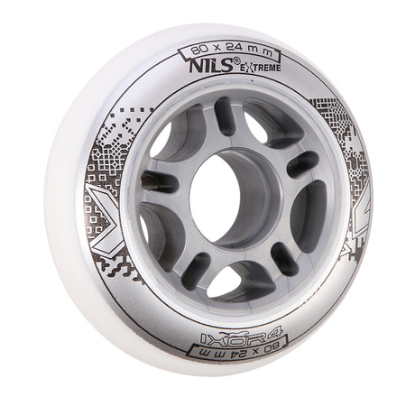 Zestaw kółek do rolek PU 80 mm 82A NILS EXTREME białe