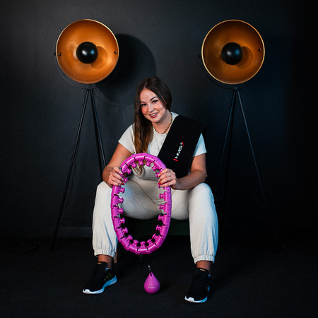 Hula hop z wypustkami, obciążnikiem i pasem HMS HHW12 fioletowy + BR163 czarny