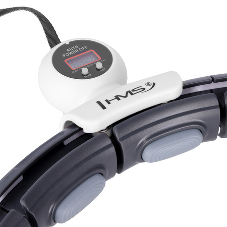 Hula hop z magnesem, obciążnikiem i licznikiem HMS HHM15 czarno - biały