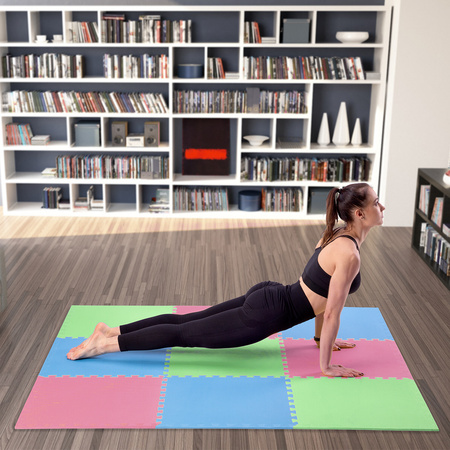 Mata puzzle ONE FITNESS MP10 MULTIPACK 10 mm zielono - niebiesko - czerwona