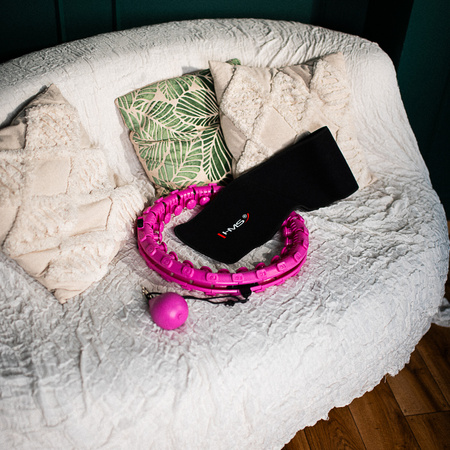 Hula hop z wypustkami, obciążnikiem i pasem HMS HHW12 fioletowy + BR163 czarny