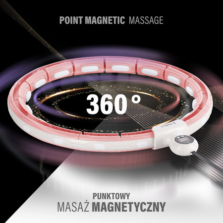 Hula hop z magnesem, obciążnikiem i licznikiem HMS HHM15 różowo - biały