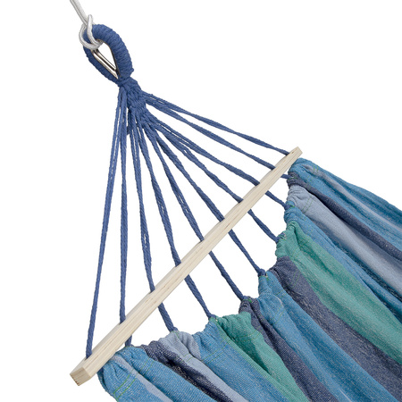 Hamak z drewnianą belka NILS CAMP NC9004 niebieski-ciemnoniebieski