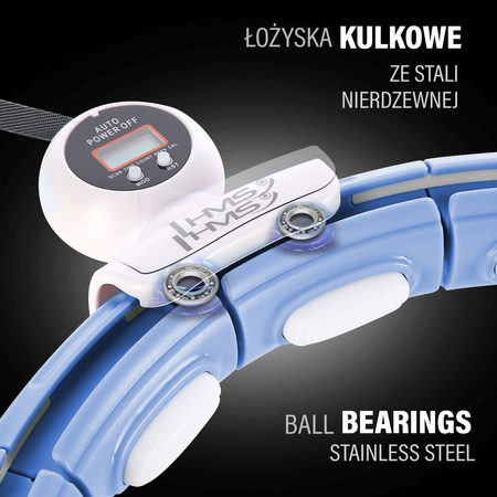 Hula hop z magnesem, obciążnikiem i licznikiem HMS HHM15 niebiesko - biały