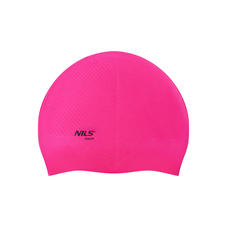 Czepek do pływania NILS AQUA Dots ciemnoróżowy