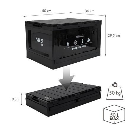 Składana skrzynia kempingowa z funkcją stołu 2w1 NILS CAMP NCB4006 50L