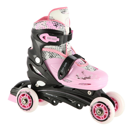 Łyżworolki dziecięce / młodzieżowe 4w1 NILS EXTREME NH18331 czarno / różowe