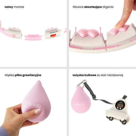Hula hop z wypustkami, obciążnikiem i licznikiem HMS HHW06 różowy