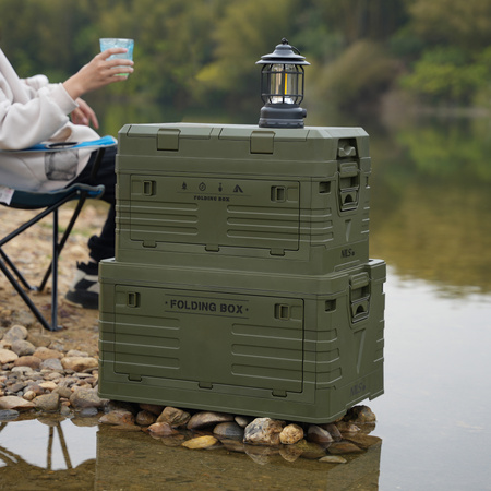 Składana skrzynia kempingowa z pokrywą NILS CAMP NCB4003 50L zielona