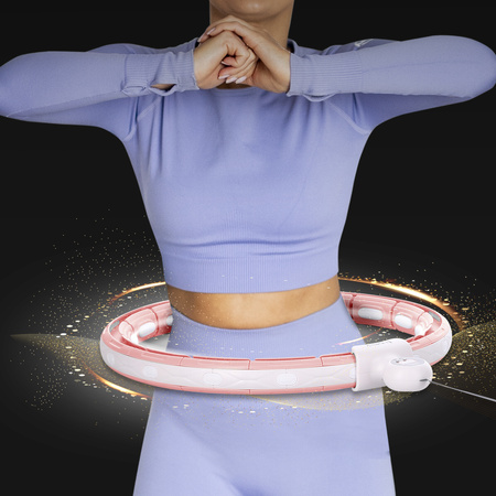 Hula hop z magnesem, obciążnikiem i licznikiem HMS HHM15 różowo - biały