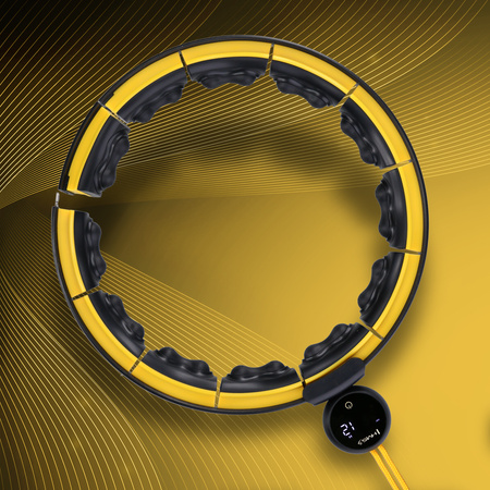 Hula hop z magnesami, wypustkami tpe, obciążnikiem i licznikiem HMS HHM21 czarny - żółty