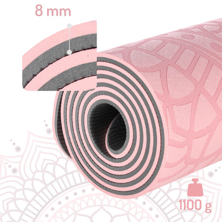 Mata do ćwieczeń i jogi TPE HMS YM10 jasnoróżowa