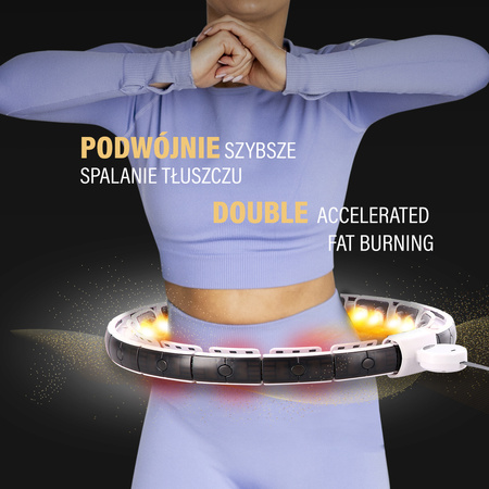 Hula hop z magnesami, obciążnikiem i licznikiem HMS HHM16 biało - czarny