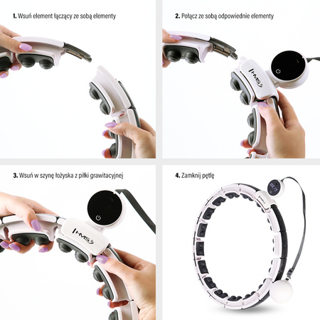 Hula hop z magnesami, obciążnikiem i licznikiem HMS HHM16 biało - czarny