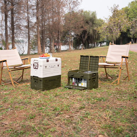 Składana skrzynia kempingowa z pokrywą NILS CAMP NCB4003 50L zielona