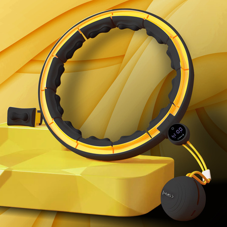 Hula hop z magnesami, wypustkami tpe, obciążnikiem i licznikiem HMS HHM21 czarny - żółty