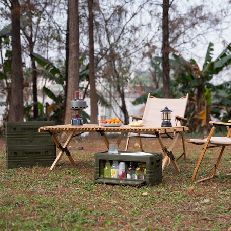 Składana skrzynia kempingowa z pokrywą NILS CAMP NCB4004 50L zielona