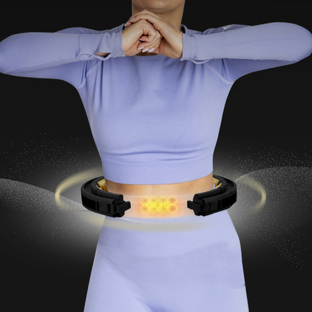 Zestaw hula hop magnetyczny z licznikiem + pas wyszczuplający HMS HHM13 black gold