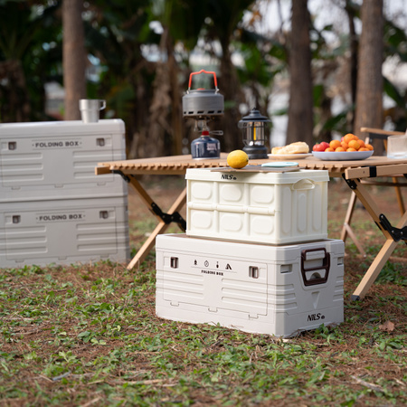 Składana skrzynia kempingowa z funkcją stołu 2w1 NILS CAMP NCB4007 15L biała