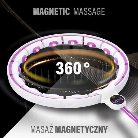 Hula hop z magnesami, obciążnikiem i licznikiem HMS HHM17 biały - fioletowy