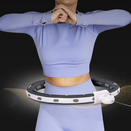 Hula hop z magnesem, obciążnikiem i licznikiem HMS HHM15 czarno - biały