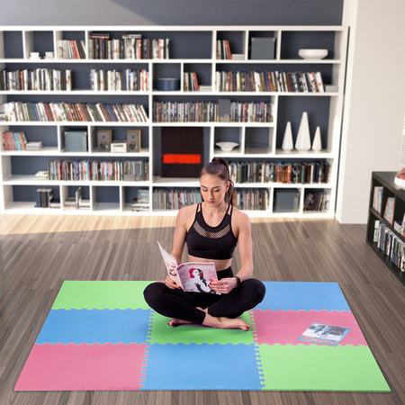 Mata puzzle ONE FITNESS MP10 MULTIPACK 10 mm zielono - niebiesko - czerwona