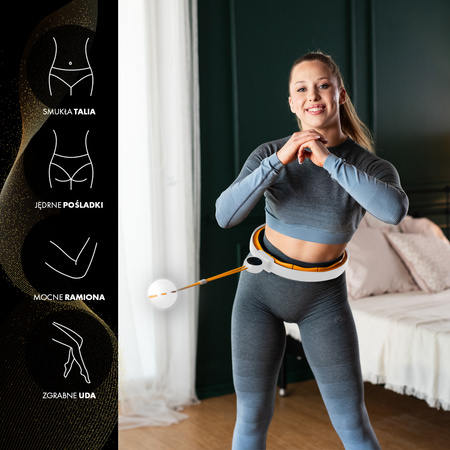 Hula hop z magnesami, wypustkami tpe, obciążnikiem i licznikiem HMS HHM21 biały - pomarańczowy