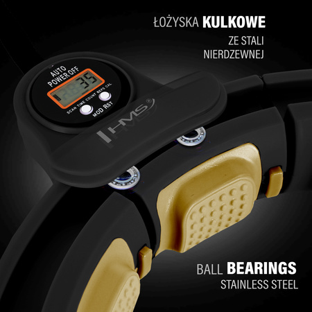 Zestaw hula hop magnetyczny z licznikiem + pas wyszczuplający HMS HHM13 black gold
