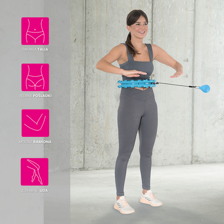 Hula hop z wypustkami, obciążnikiemi pasem HMS HHW01 blue