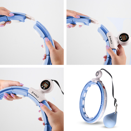 Hula hop z magnesem, obciążnikiem i licznikiem HMS HHM15 niebiesko - biały