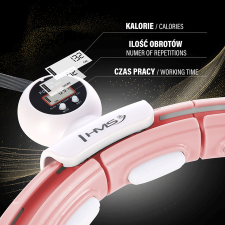 Hula hop z magnesem, obciążnikiem i licznikiem HMS HHM15 różowo - biały