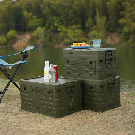Składana skrzynia kempingowa z pokrywą NILS CAMP NCB4003 50L zielona