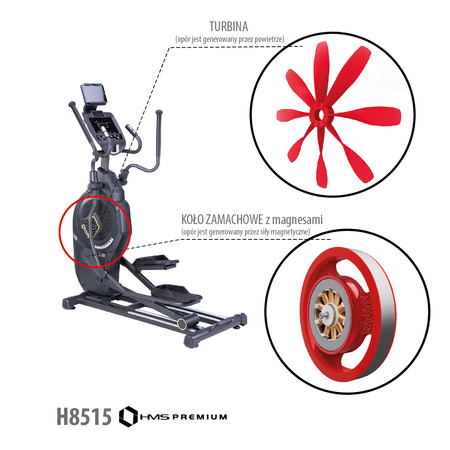 Trenażer eliptyczny HMS PREMIUM H5815 magnetyczno-powietrzny