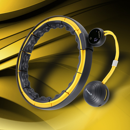 Hula hop z magnesami, wypustkami tpe, obciążnikiem i licznikiem HMS HHM21 czarny - żółty