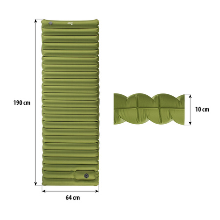Mata samopompująca NILS CAMP NC4101 zielona z wbudowaną pompką