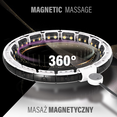 Hula hop z magnesami, obciążnikiem i licznikiem HMS HHM16 biało - czarny