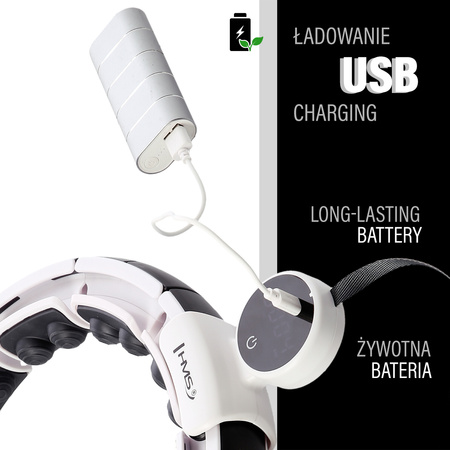 Hula hop z magnesami, obciążnikiem i licznikiem HMS HHM16 biało - czarny