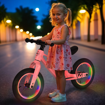 Rowerek dziecięcy biegowy 12" NILS FUN RB901 LED różowy