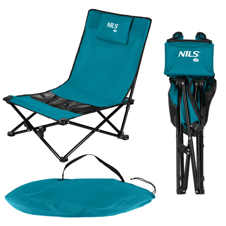 Krzesło plażowe NILS CAMP NC3306 niebiesko czarne
