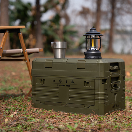 Składana skrzynia kempingowa z pokrywą NILS CAMP NCB4003 50L zielona